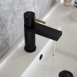 The Tap Factory Vibrance Vanto Black Mono Basin Mixer and Basin Waste - 8 Handle Colours Available