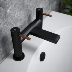 The Tap Factory Vibrance Vanto Black Deck Mounted Bath Filler - 8 Handle Colours Available