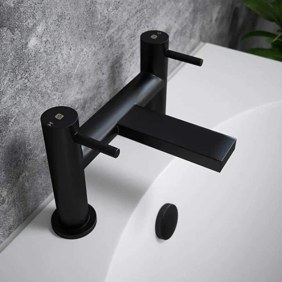 The Tap Factory Vibrance Vanto Black Deck Mounted Bath Filler - 8 Handle Colours Available