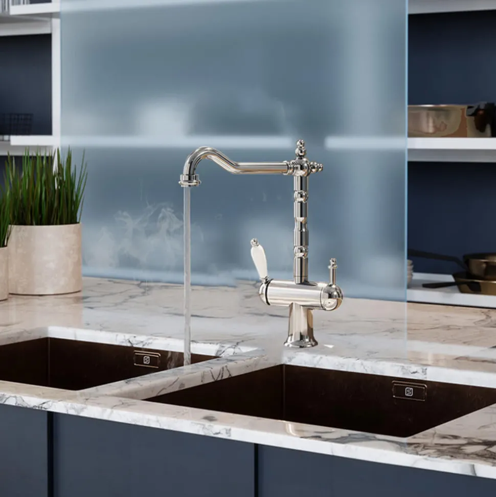 The Tap Factory Wisteria Traditional 4 in 1 Instant Hot & Cold Boiling Water Tap with WRAS Approved Boiler Unit & Filter - Chrome