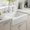Thomas Denby Bredon 1.5 Bowl Fluted White Ceramic Belfast Sink - 795 x 465mm