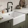 Thomas Denby Chiltern 1 Bowl Fluted White Ceramic Belfast Sink - 595 x 460mm