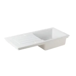 Thomas Denby Jarla 1 Bowl Gloss White Ceramic Kitchen Sink with Reversible Drainer - 1000 x 500mm