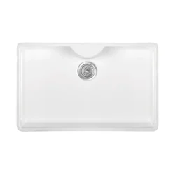 Thomas Denby Legacy Belfast 1 Bowl Gloss White Ceramic Kitchen Sink with Tap Ledge - 595 x 450mm