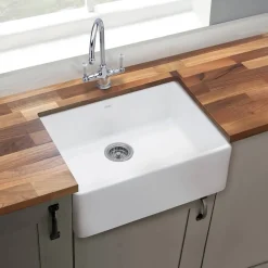 Thomas Denby Legacy Belfast 1 Bowl Gloss White Ceramic Kitchen Sink - 595 x 450mm