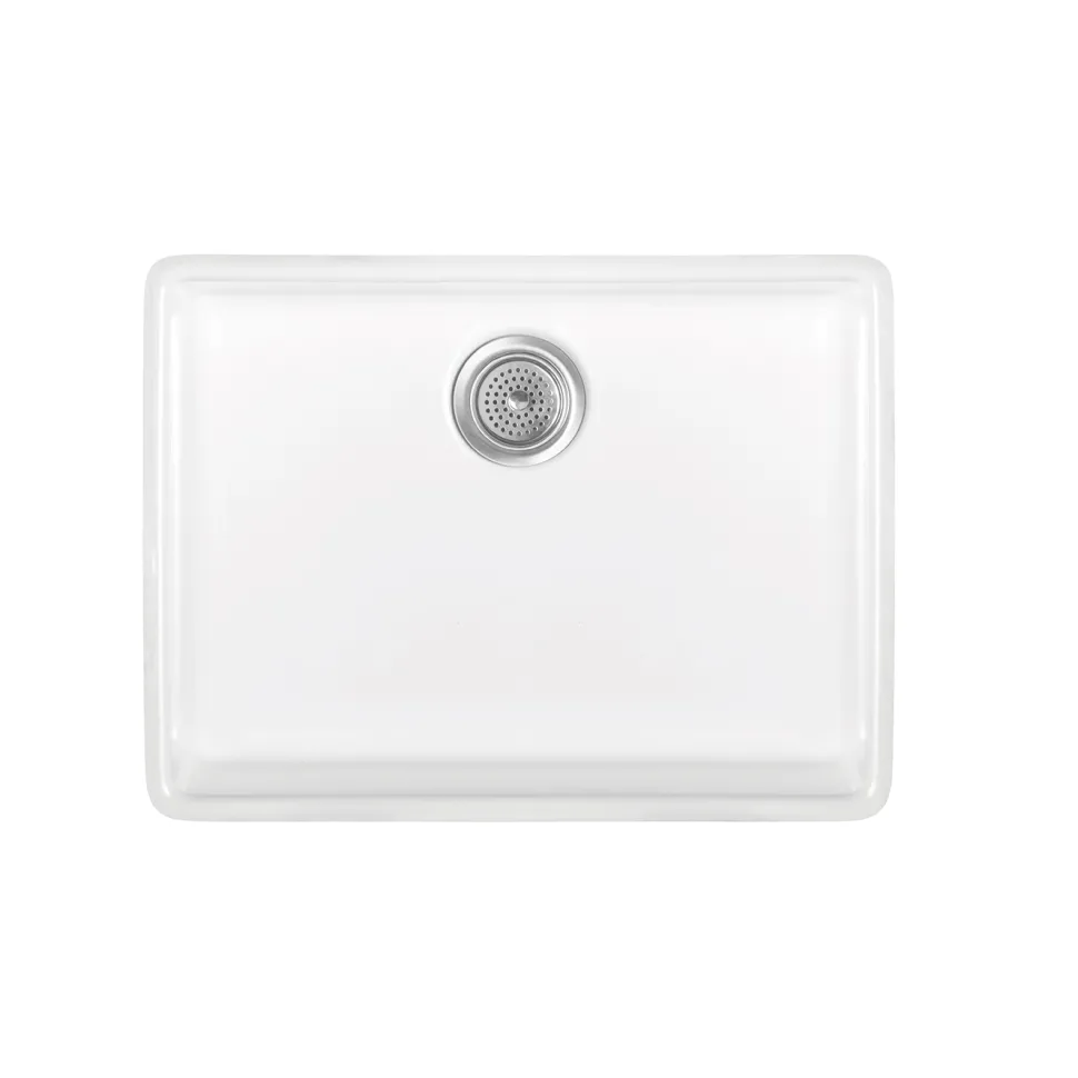 Thomas Denby Legacy Belfast 1 Bowl Gloss White Ceramic Kitchen Sink - 595 x 450mm