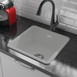 Thomas Denby Metro 1 Bowl Inset or Undermount Ceramic Kitchen Sink - 460 x 460mm