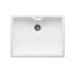 Thomas Denby Norfolk Belfast 1 Bowl Gloss White Ceramic Kitchen Sink - 595 x 460mm