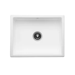 Thomas Denby Oxford Belfast 1 Bowl Gloss White Ceramic Kitchen Sink - 595 x 465mm