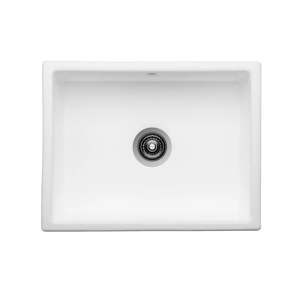 Thomas Denby Oxford Belfast 1 Bowl Gloss White Ceramic Kitchen Sink - 595 x 465mm
