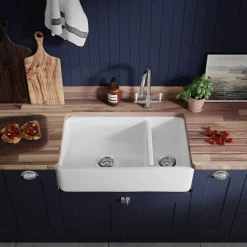 Thomas Denby Suffolk Belfast 1.5 Bowl Gloss White Ceramic Kitchen Sink - 795 x 465mm