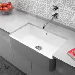 Thomas Denby Vintage Belfast 1 Bowl Gloss White Ceramic Kitchen Sink - 795 x 460mm