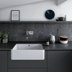 Thomas Denby Vintage Belfast 1 Bowl Gloss White Ceramic Kitchen Sink - 795 x 460mm