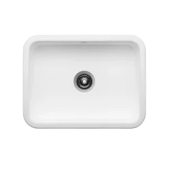 Thomas Denby Windsor Belfast 1 Bowl Gloss White Ceramic Kitchen Sink - 595 x 460mm