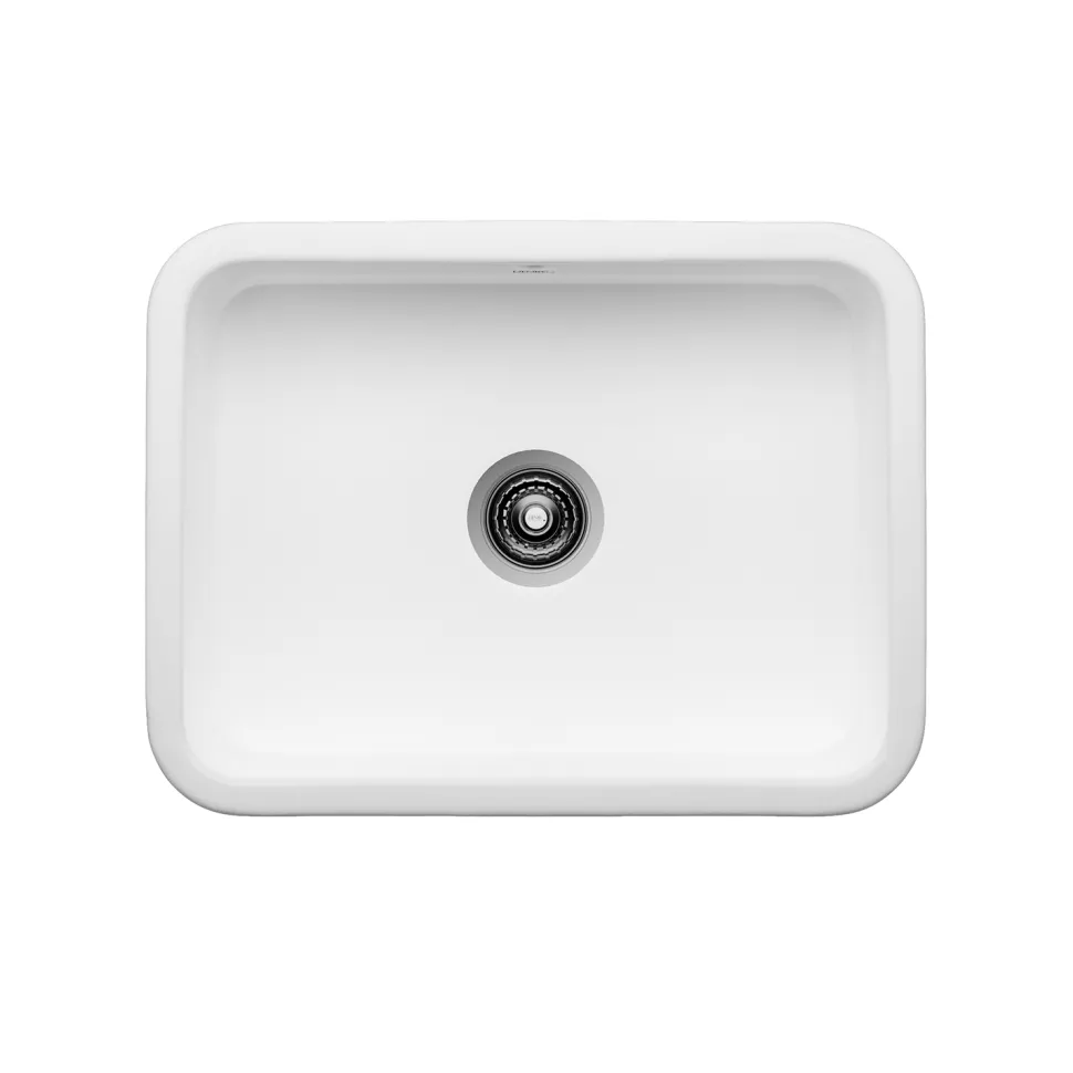 Thomas Denby Windsor Belfast 1 Bowl Gloss White Ceramic Kitchen Sink - 595 x 460mm