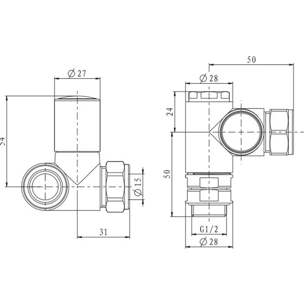 Toasty Anthracite Dual Fuel Corner Radiator Valves