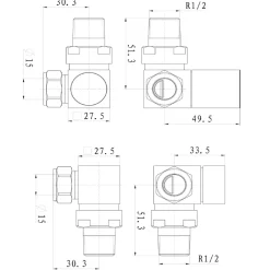 Toasty Anthracite Square Manual Valve