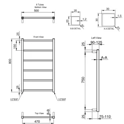 Toasty Arcus Brushed Brass Electric Heated Towel Rail
