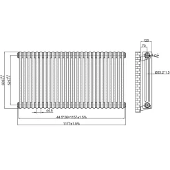 Toasty Ardleigh Antique Brass Horizontal Column Radiator