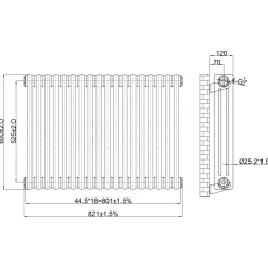 Toasty Ardleigh Antique Brass Horizontal Column Radiator