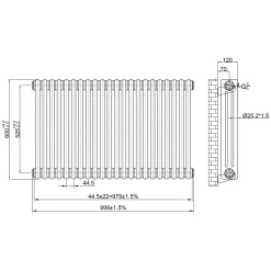 Toasty Ardleigh Antique Copper Horizontal 3 Column Radiator