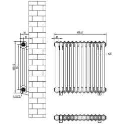 Toasty Ardleigh Matt Black Horizontal Column Radiator