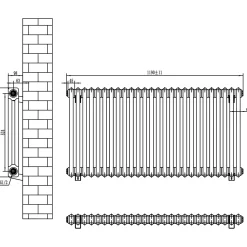 Toasty Ardleigh Matt Black Horizontal Column Radiator