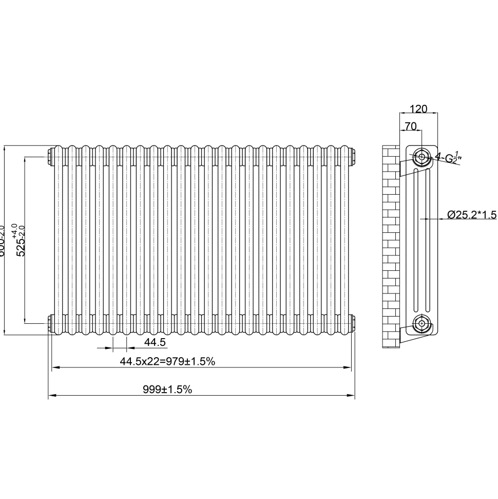 Toasty Ardleigh Raw Metal Horizontal Column Radiator