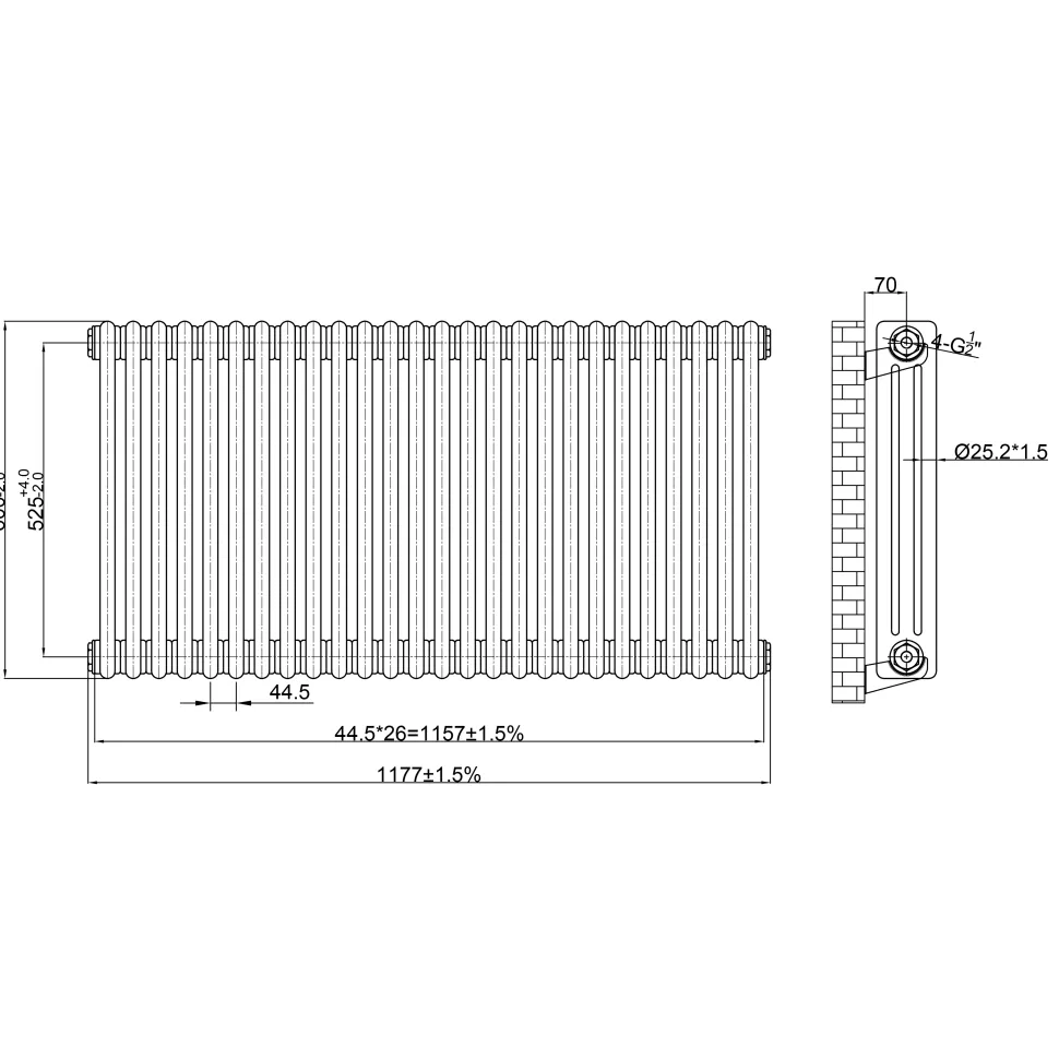 Toasty Ardleigh Raw Metal Horizontal Column Radiator