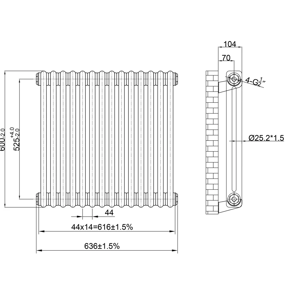 Toasty Ardleigh Raw Metal Horizontal Column Radiator