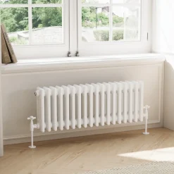 Toasty Ardleigh White Compact Horizontal 3 Column Radiator - 300mm Height