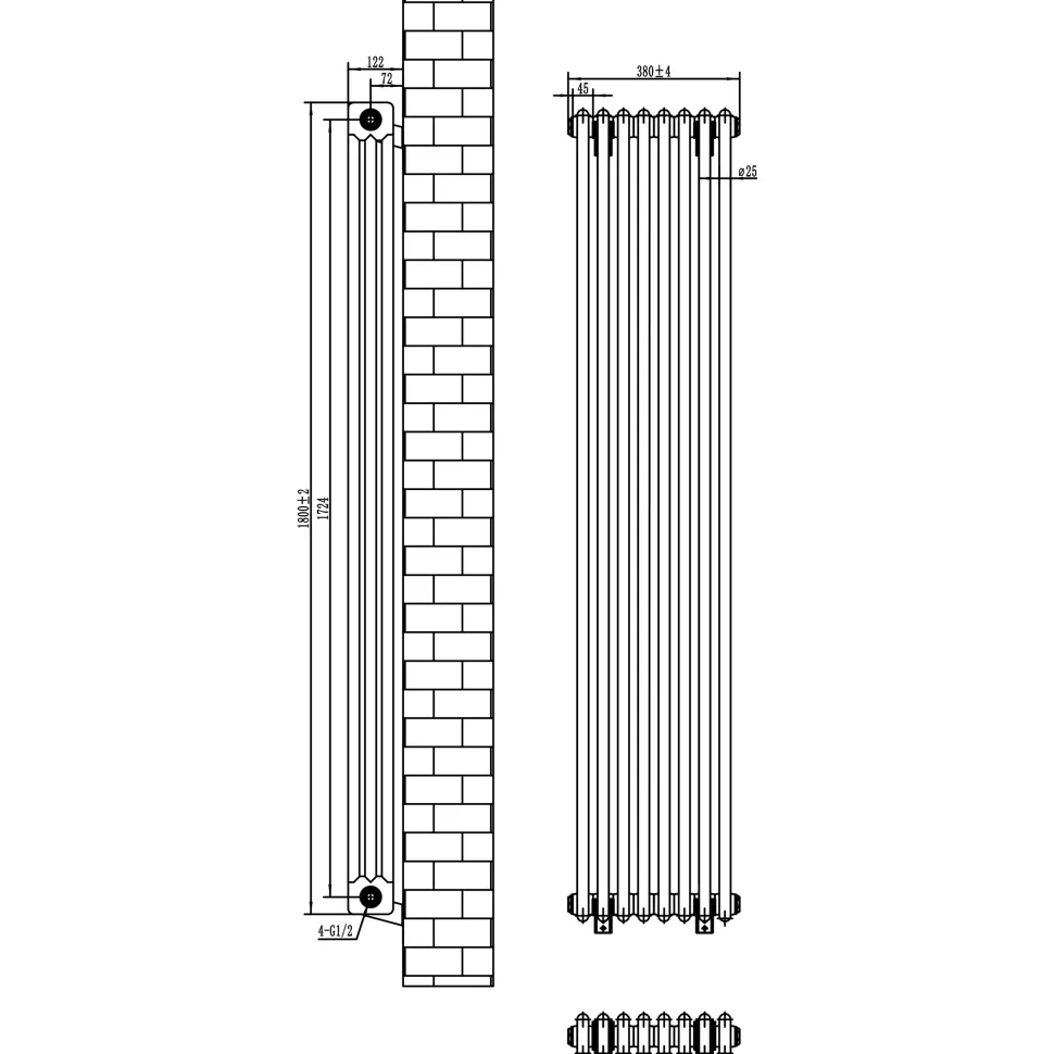 Toasty Ardleigh White Vertical Column Radiator