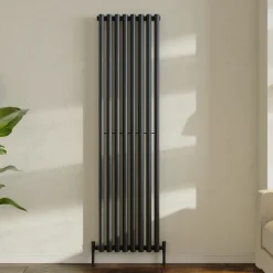 Toasty Aura Matt Black Round Tube Vertical Radiator