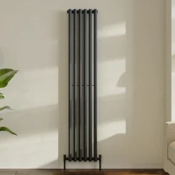 Toasty Aura Matt Black Round Tube Vertical Radiator