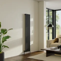 Toasty Aura Matt Black Round Tube Vertical Radiator