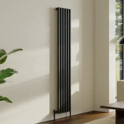 Toasty Aura Matt Black Round Tube Vertical Radiator