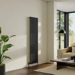 Toasty Aura Matt Black Round Tube Vertical Radiator