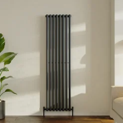 Toasty Aura Matt Black Round Tube Vertical Radiator