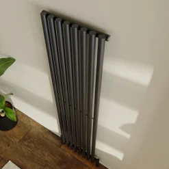 Toasty Aura Matt Black Round Tube Vertical Radiator