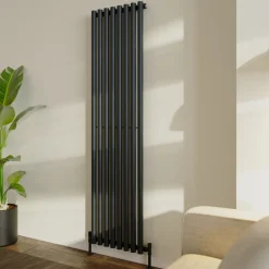 Toasty Aura Matt Black Round Tube Vertical Radiator