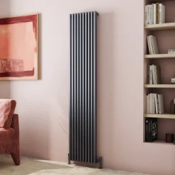 Toasty Axis Anthracite Grey Rectangular Tube Vertical Radiator - 1800 x 380mm