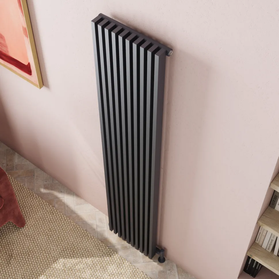 Toasty Axis Anthracite Grey Rectangular Tube Vertical Radiator - 1800 x 380mm