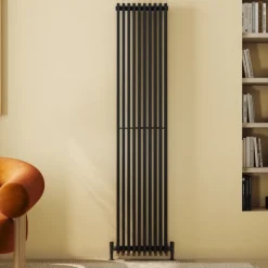Toasty Axis Matt Black Rectangular Tube Vertical Radiator - 1800 x 380mm