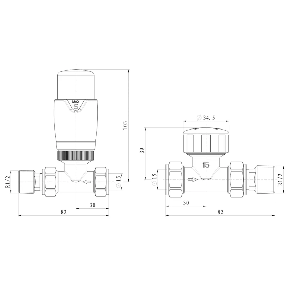 Toasty Black Thermostatic Radiator Valve