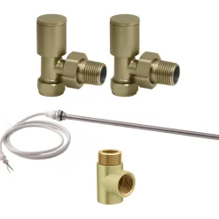 Toasty Brushed Brass Dual Fuel Kit With Manual Element, Valves And T-Piece