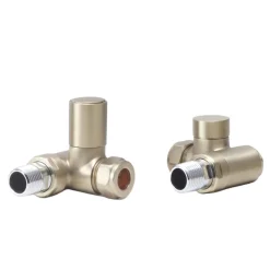Toasty Brushed Brass Dual Fuel Corner Radiator Valves