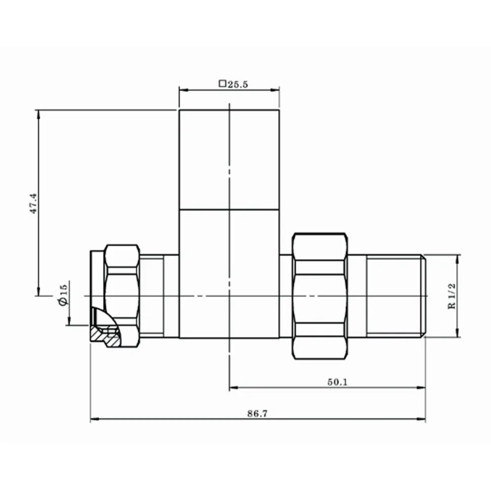 Toasty Brushed Brass Square Manual Valve