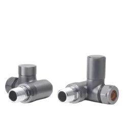 Toasty Brushed Gunmetal Dual Fuel Corner Radiator Valves