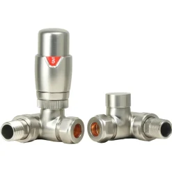 Toasty Brushed Nickel Dual Fuel Corner Radiator Valves