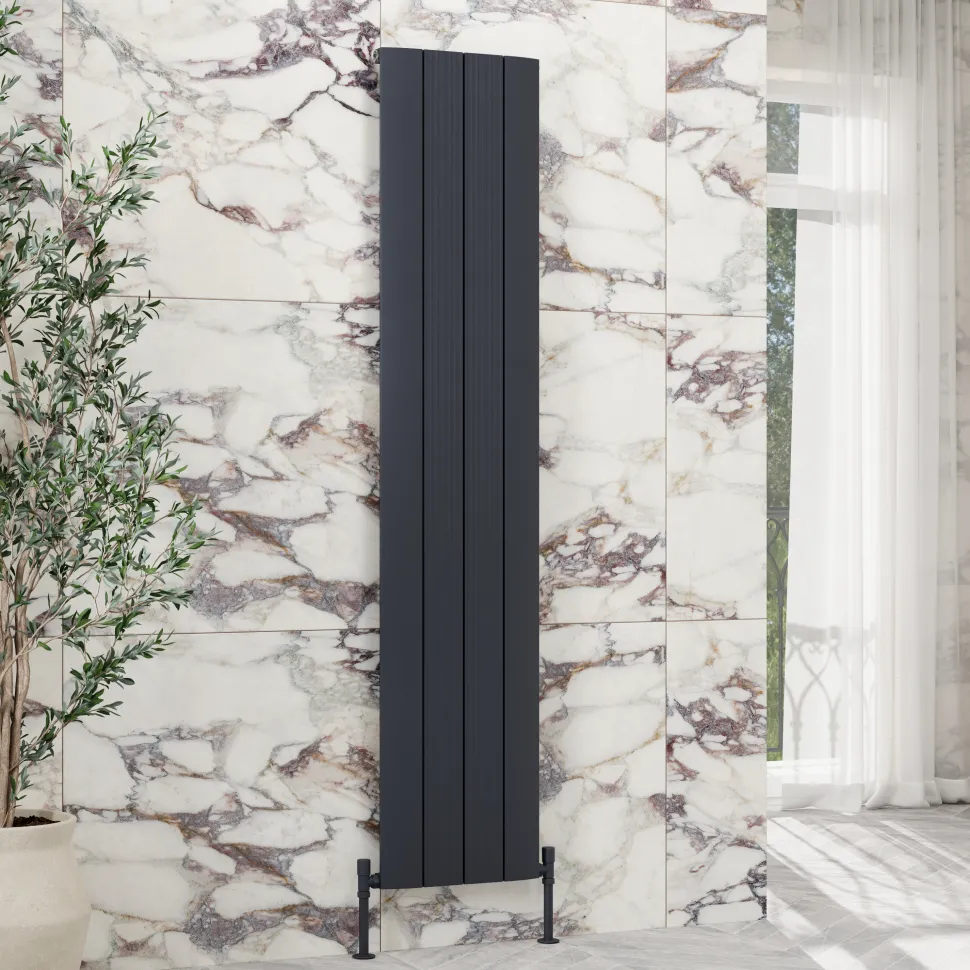 Toasty Drift Anthracite Vertical Aluminium Radiator - 1800 x 375mm